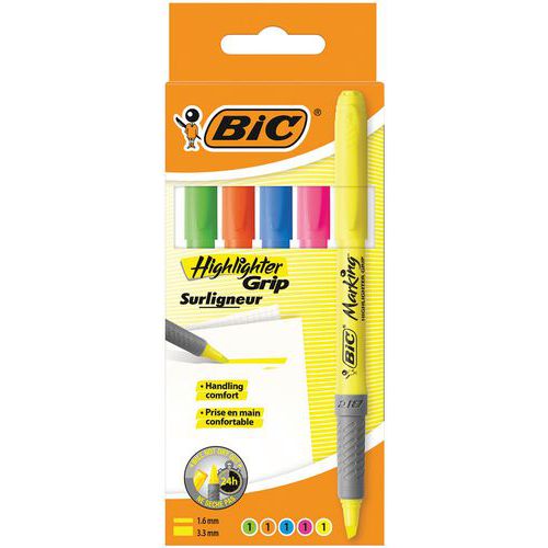 Textmarker BIC Highlighter Grip verschiedene Farben 5er Etui